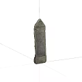 Ancient Stone Stele With Intricate Carvings On Black Background And Historical Texture