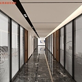 Office building channel and elevator hall renderings 3d model