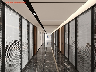 Office building channel and elevator hall renderings 3d model