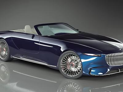 Luxury Deep Blue Convertible Car With Sleek Body Modern Design And Shiny Alloy Wheels 3d model