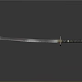 Traditional Samurai Sword Weapon With Golden Decorative Hilt And Sharp Blade