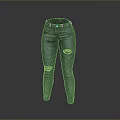 Blue Denim Jeans With Distressed Ripped Details And Slim Fit Design