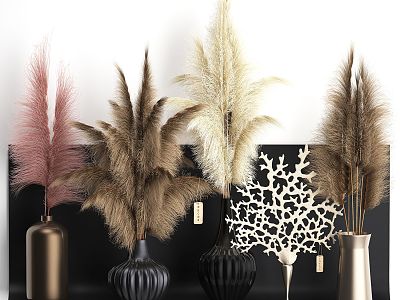 Simple Pampas grass vase decoration model