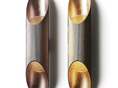 Modern Metal Wall Lamps With Gold Copper Striped Tubular Design 3d model