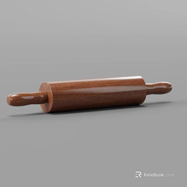 Wooden Rolling Pin As Essential Kitchen Tool For Baking And Dough Preparation 3d model 