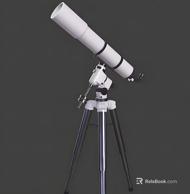 Commercial Telescope Equipment With White Optical Tube And Adjustable Tripod Stand 3d model 