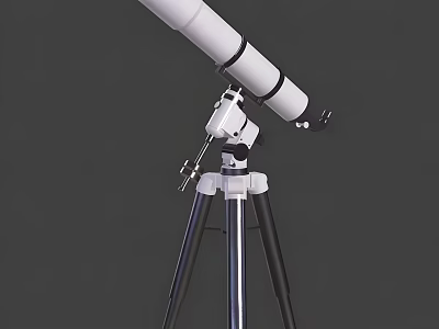 Commercial Telescope Equipment With White Optical Tube And Adjustable Tripod Stand 3d model