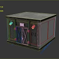 Industrial Metal Structure With Rustic Roof Crossed Door Riveted Panels And Wheels