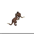 Two Tyrannosaurus Rex Reptile Models Standing Facing Each Other With Open Mouths