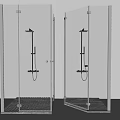 Modern Shower Sauna Enclosure With Transparent Glass Black Fixtures And Drainage Grid