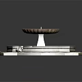 Elegant Stone Fountain Featuring Circular Basin And Black White Checkered Platform 3d model