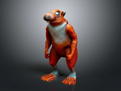 Anthropomorphic Creature Character 3D Model With Large Nose Orange White Body And Blue Eyes Standing 3d model