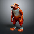Anthropomorphic Creature Character 3D Model With Large Nose Orange White Body And Blue Eyes Standing