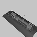 Vintage Black And Red Steam Train On Railway Track With Gravel Ground