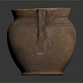 Traditional Clay Jar Sculpture Carving with Textured Surface and Handcrafted Handle