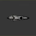 Futuristic Motorcycle with Unique Streamlined Armored Body White Black Color and Orange Rimmed Black Wheels