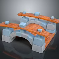 3D Model of Wooden Stone Bridge With Arch Structure and Decorative Pillars 3d model