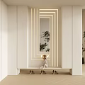 Modern Partition Design With LED Strip Lighting And Mirror Panels In White Interior