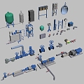 modern industrial equipment machinery fittings valve pipe water pump 3d model