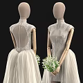 Elegant Sleeveless Lace Wedding Dress With Open Back And Layered Tulle Skirt