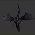 Fantasy Warrior Game Character Riding Purple Red Dragon With Spiked Wings And Spear