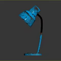 Blue Industrial Table Lamp With Tilted Shade And Round Base Design