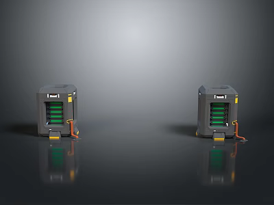 Two Gray Mountain Peaks With Green Vegetation And Black Lake Surface Under Gray Sky 3d model