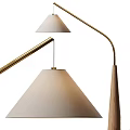 Modern Minimalist Floor Lamp With Linen Shade And Wooden Brass Design