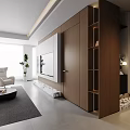 Modern Living and Dining Room Interior With Leather Sofa Coffee Table Dining Chairs and Wall Artwork