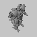 Blue and Orange Detailed Mech Suit With Metallic Texture And Illuminated Mechanical Parts