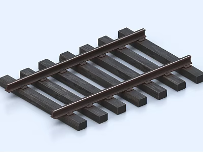 Railway Tracks As Road Infrastructure With Wooden Sleepers And Metal Rails 3d model