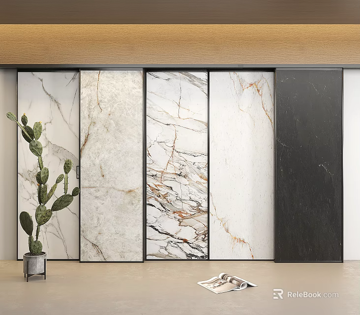 Modern Wall Panels With Marble Patterns And Black Finish For Elegant Interior Design 3d model