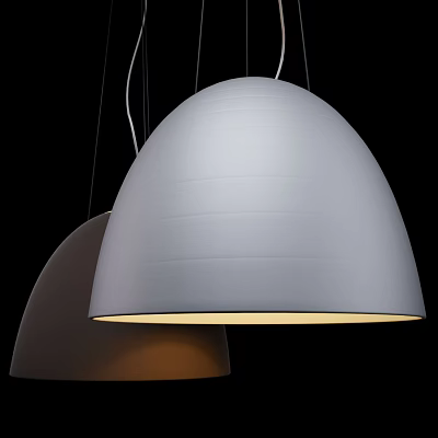 Modern Dome Pendant Lights With White And Dark Striped Design Illuminated Contemporary Style 3d model