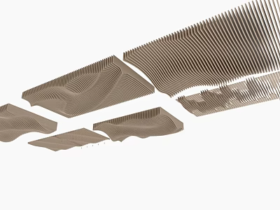 Modern Artistic Ceiling Design With Wave Striped Patterns And Textured Surface 3d model