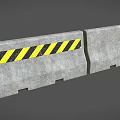 Concrete Safety Barrier With Yellow Black Warning Stripes And Segmented Structure 3d model