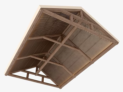 Wooden Ceiling Design With Grid Structure And Frame Details For Interior Spaces 3d model