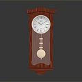 Red Wooden Electronic Table Clock With Roman Numeral Dial And Pendulum