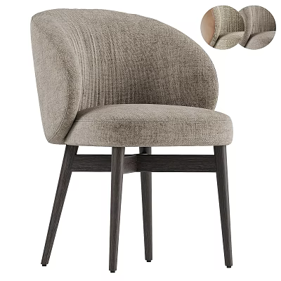 Modern Accent Chair With Upholstered Fabric Curved Backrest And Dark Wooden Legs 3d model
