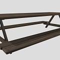Outdoor Wooden Picnic Table with Attached Benches Solid Natural Wood Design