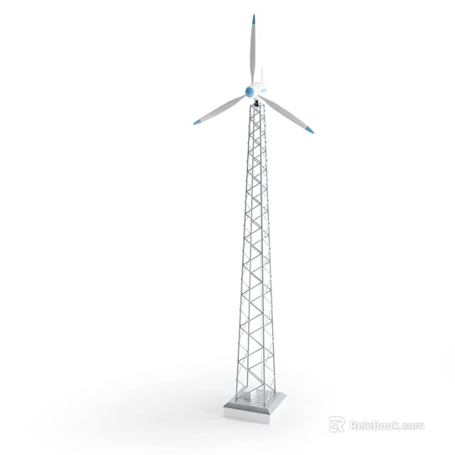 Industrial Wind Turbine Equipment Featuring Steel Tower And Rotor Blades 3d model 