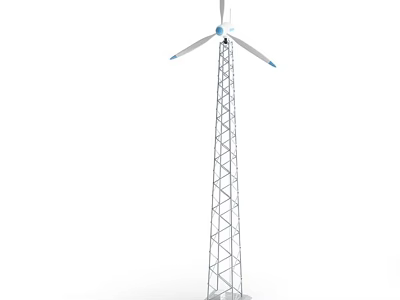 Industrial Wind Turbine Equipment Featuring Steel Tower And Rotor Blades 3d model