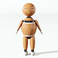 White Beige Orange Standing Dolls With Smiling Faces And Minimalist Design