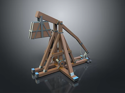 Vintage Wooden Household Mechanical Tool With Tripod Base Long Arm And Blue Support Blocks 3d model