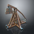 Vintage Wooden Household Mechanical Tool With Tripod Base Long Arm And Blue Support Blocks