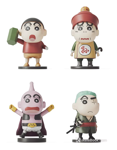 Cute Anime Character Toy Figures With Different Expressions And Outfits 3d model 