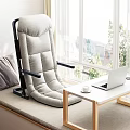 Light Gray Lounge Chair Near Window With Home Office Setup