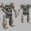 Two Robotic Mech Constructs With Metallic Bodies Joint Details And Open Cockpits