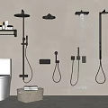 Modern Bathroom Shower Systems With Rainfall Handheld And Wall Mounted Heads And Storage Shelf