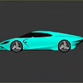 Light Blue Concept Sports Car With Sleek Aerodynamic Design And Reflective Surface