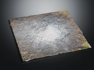 Natural Square Stone Slab With White Circular Center And Brown Green Surface On Black Background 3d model